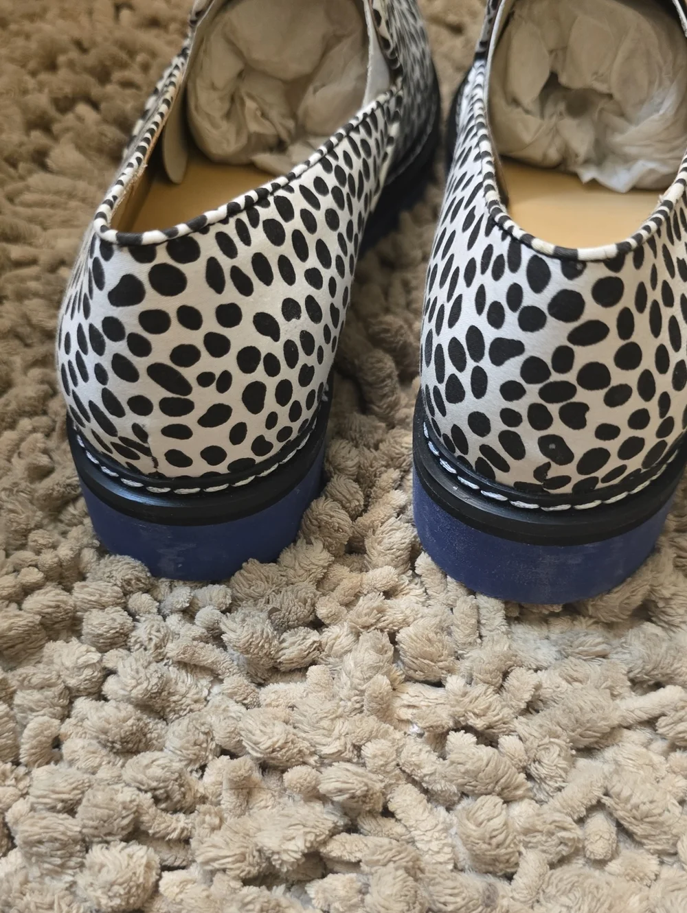 New CL Women's Size 8 Black & White Polka Dot Dalmatian Print Slip-On Flats